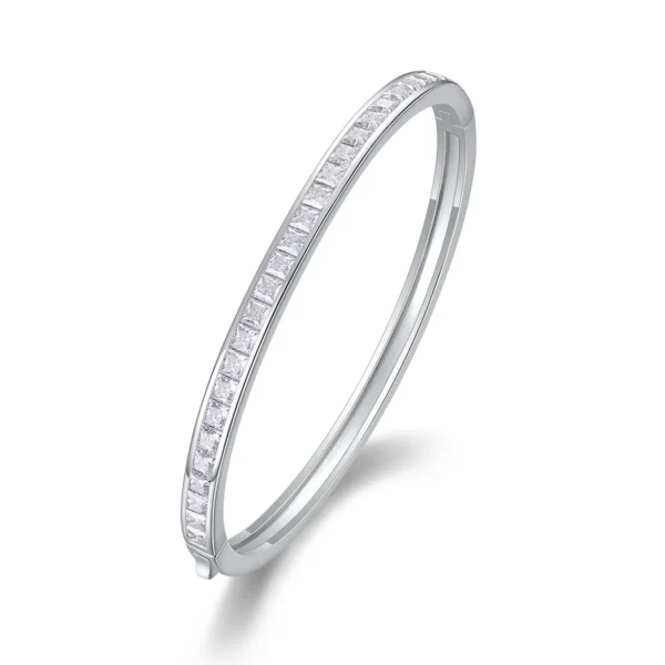 Guangzhou Jewelry Factory's Custom S925 Sterling Silver Full Moissanite Diamond Bangle Fine Jewelry for Men and Women - Image 6