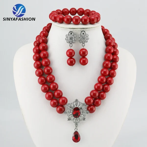 Beautiful African Jewelry Set Bridal Party Jewelry Set With Beads Handmade High Quality Lady Women's Shield Jewelry Sets SA117-2 - Image 30