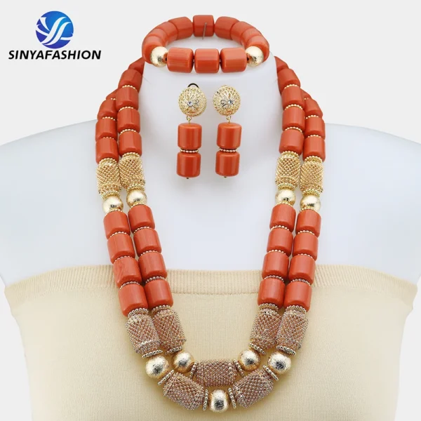 Beautiful African Jewelry Set Bridal Party Jewelry Set With Beads Handmade High Quality Lady Women's Shield Jewelry Sets SA117-2 - Image 36