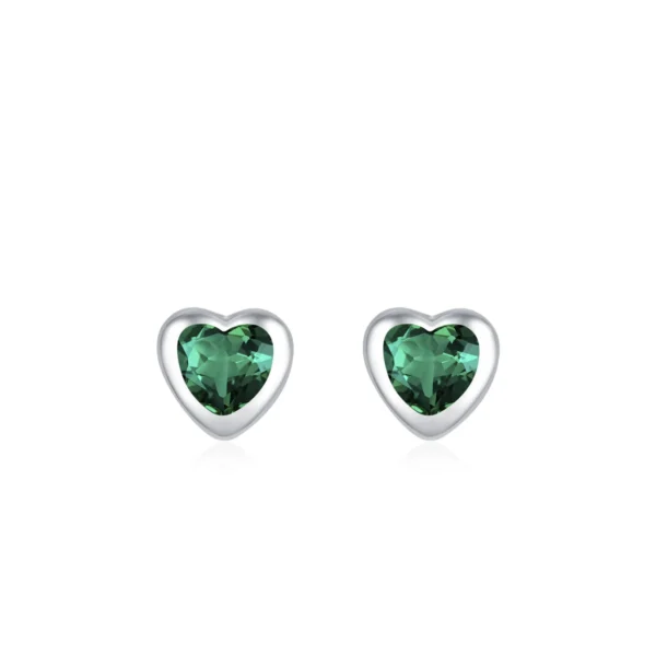 Exquisite No Allergy Heart-Shaped Small Earrings Sterling Silver 925 Fashion Women'S Jewelry Emerald Zircon Cz Earrings - Image 2