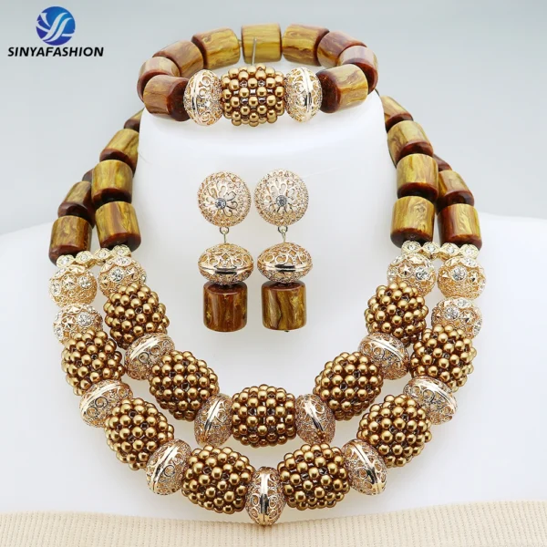 Sinya High Quality African Colorful Beads Jewelry Set Fashion Wedding Bridal Jewelry Sets Handmade Nigerian Luxury Women's 1sets - Image 4