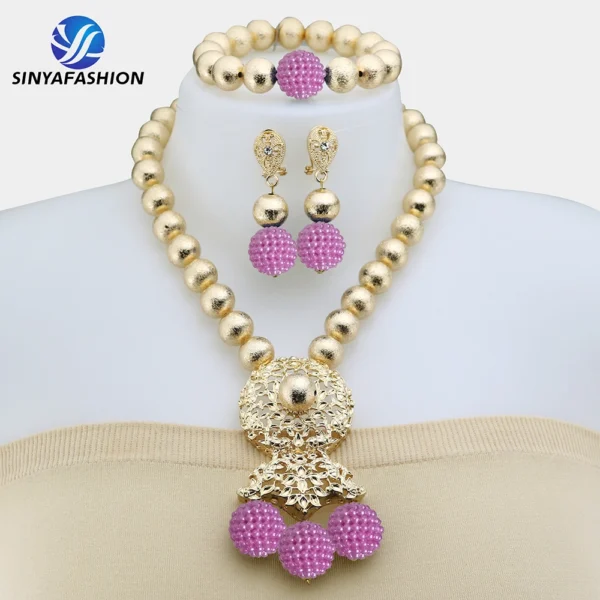 Beautiful African Jewelry Set Bridal Party Jewelry Set With Beads Handmade High Quality Lady Women's Shield Jewelry Sets SA117-2 - Image 24