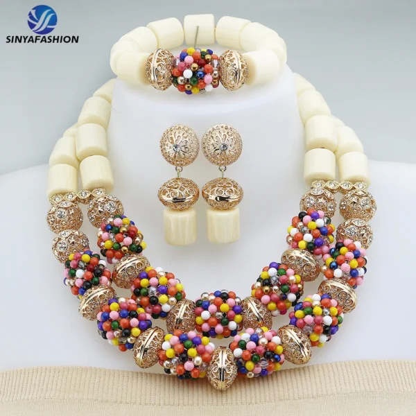 Sinya High Quality African Colorful Beads Jewelry Set Fashion Wedding Bridal Jewelry Sets Handmade Nigerian Luxury Women's 1sets - Image 6