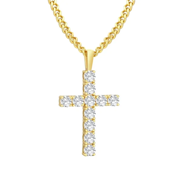 Mossanite Charm Catholicism Jewelry Gifts Women Men Gold Plated 925 Sterling Silver Chain VVS Moissanite Cross Pendant Necklace - Image 6