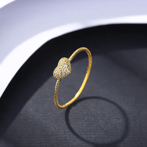 CZCITY Silver 925 Fashion Jewelry S925 Pave Trendy Gold Cubic Zirconia Zircon Diamond Heart Shape Ring - Image 2