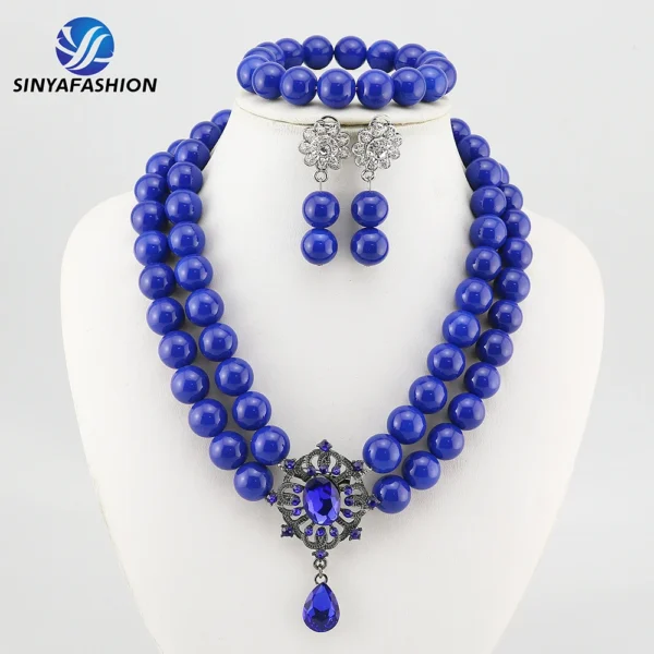 Beautiful African Jewelry Set Bridal Party Jewelry Set With Beads Handmade High Quality Lady Women's Shield Jewelry Sets SA117-2 - Image 34