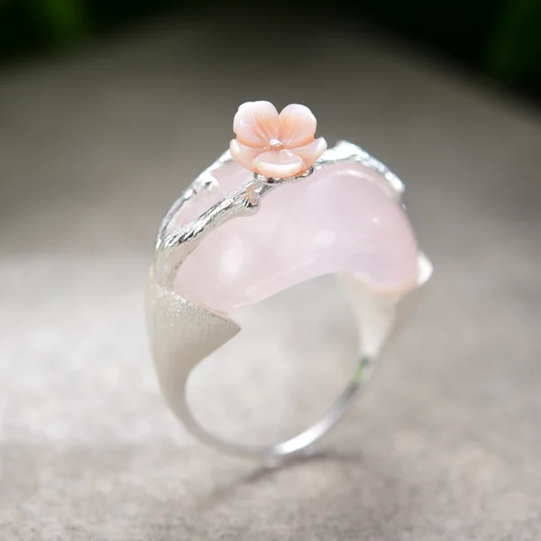 Lotus Fun Whole Jewelry 925 Silver pink Gems Stones Ring - Image 6