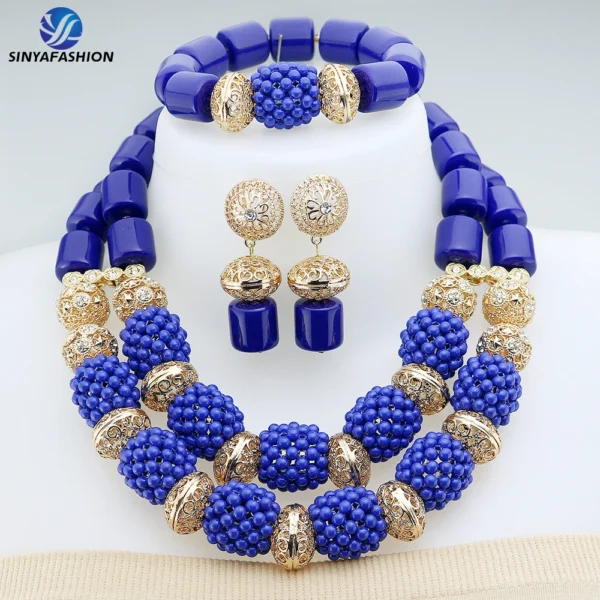 Sinya High Quality African Colorful Beads Jewelry Set Fashion Wedding Bridal Jewelry Sets Handmade Nigerian Luxury Women's 1sets - Image 12