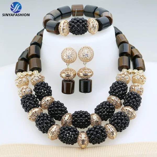 Sinya High Quality African Colorful Beads Jewelry Set Fashion Wedding Bridal Jewelry Sets Handmade Nigerian Luxury Women's 1sets - Image 2