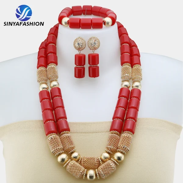 Beautiful African Jewelry Set Bridal Party Jewelry Set With Beads Handmade High Quality Lady Women's Shield Jewelry Sets SA117-2 - Image 48