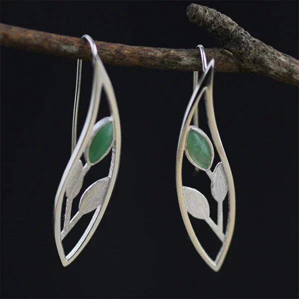 Wholesale Leaves 925 Silver Drop Earring - Image 4