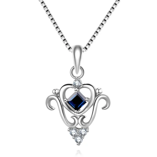 Classical Flower Shape Natural Gemstone 925 Sterling Silver 3mm Square Blue Sapphire Necklace S925 for Women NI055 - Image 2