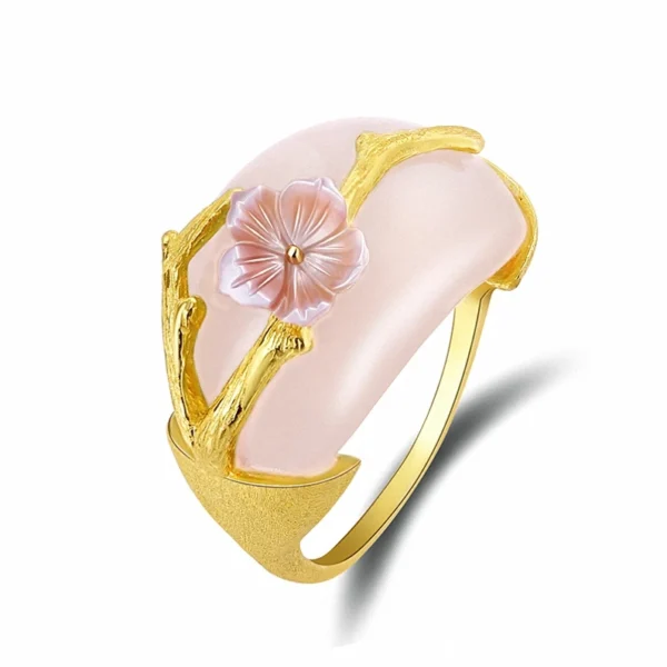 Lotus Fun Whole Jewelry 925 Silver pink Gems Stones Ring