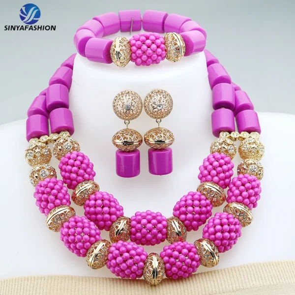 Sinya High Quality African Colorful Beads Jewelry Set Fashion Wedding Bridal Jewelry Sets Handmade Nigerian Luxury Women's 1sets - Image 10