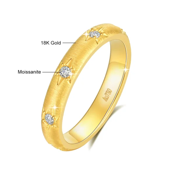 Luxury Gold Ring Hollow 18K Gold 5D Woman Moissanite Unique Brushed Vintage Star Rings Engagement Wedding Bijoux - Image 4