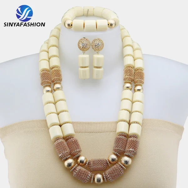 Beautiful African Jewelry Set Bridal Party Jewelry Set With Beads Handmade High Quality Lady Women's Shield Jewelry Sets SA117-2 - Image 46